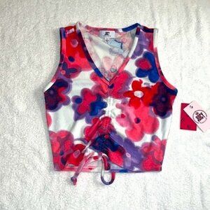 juicy Couture tie dye all over  floral tie up sleeveless top size small